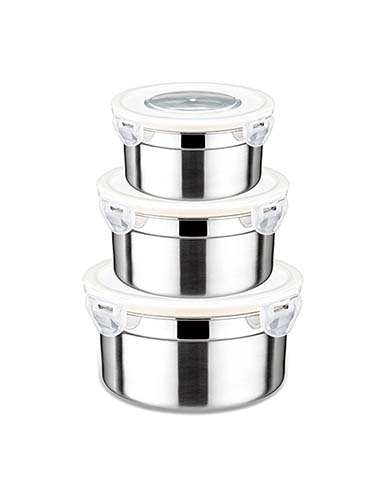 Set of 5 Reusable Steelware Leak-proof Stainless Steel Food Storage Containers 