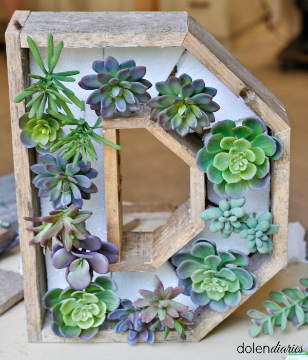 faux succulents in a wreath