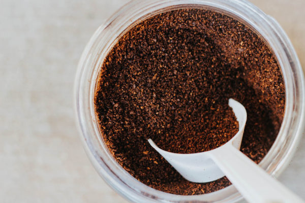 Coffee grounds in a jar