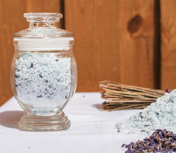 Epsom salts in a jar with lavender