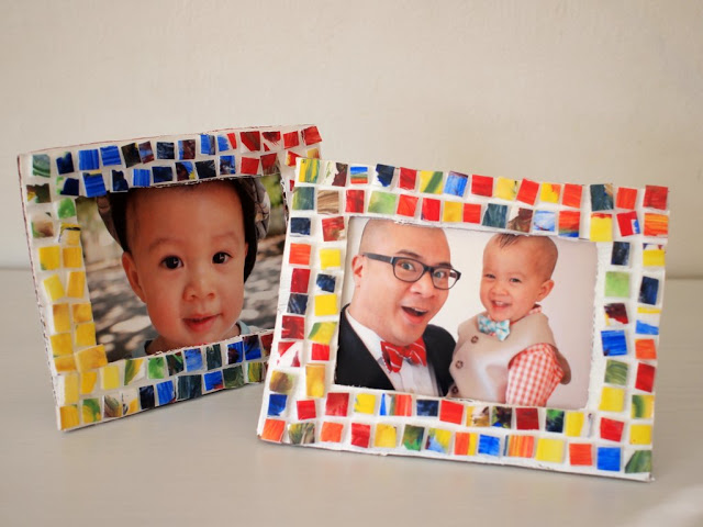 1 painted styrofoam mosaic tile picture frame