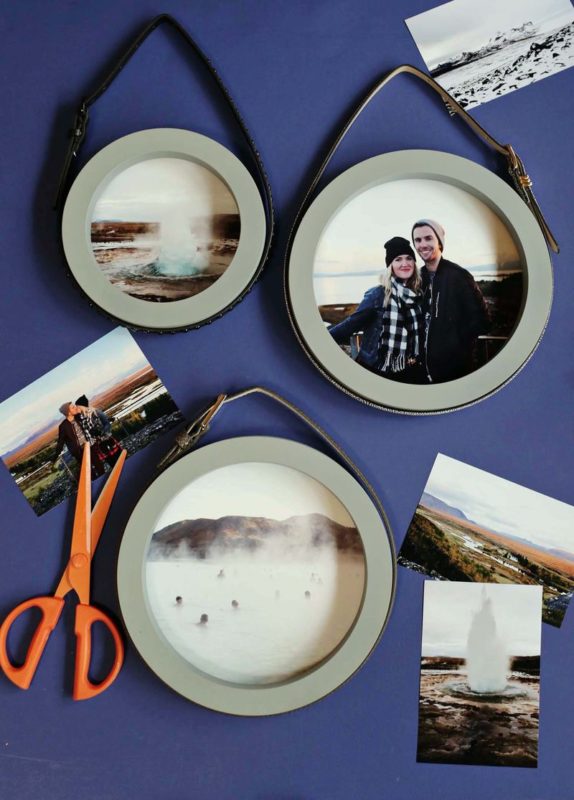 Circle Picture Frames with Leather Belts