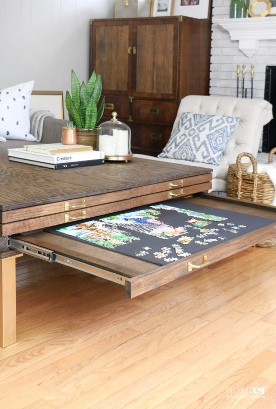 Coffee Table with Puzzle Pullout